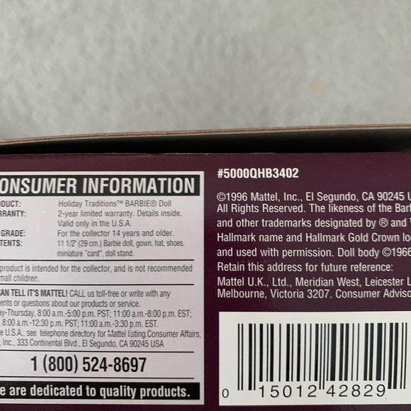 🩵 Retro 1996 Holiday Traditions Barbie Doll (NEW IN BOX) - Picture 3 of 3